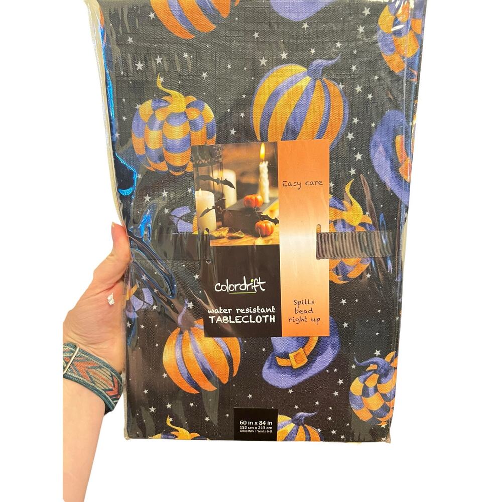 NEW Halloween Colordrift Water Resistant  Tablecloth